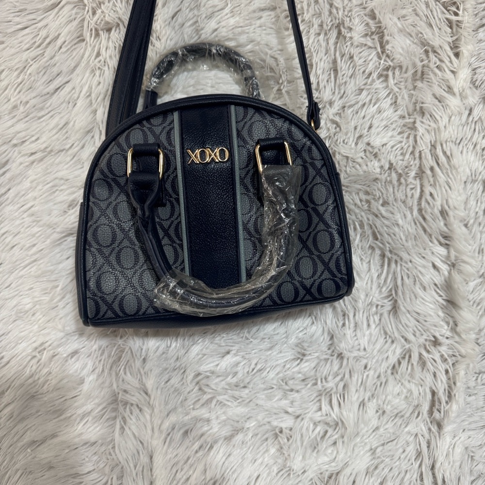 XOXO Black and Gold Patterned Satchel